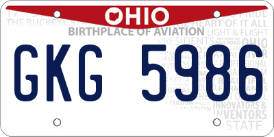 OH license plate GKG5986