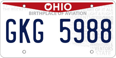 OH license plate GKG5988