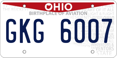 OH license plate GKG6007