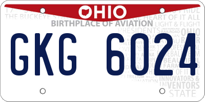 OH license plate GKG6024