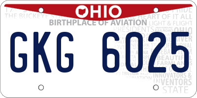 OH license plate GKG6025