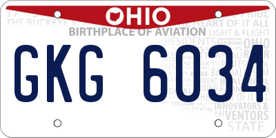 OH license plate GKG6034