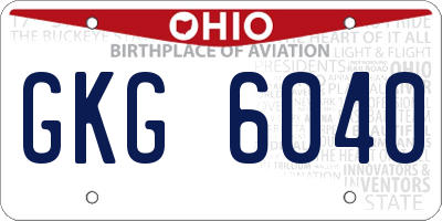 OH license plate GKG6040
