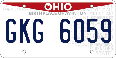 OH license plate GKG6059