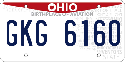 OH license plate GKG6160