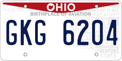 OH license plate GKG6204