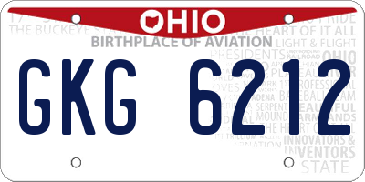 OH license plate GKG6212