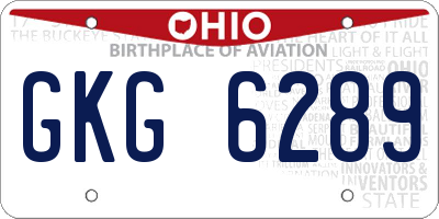 OH license plate GKG6289