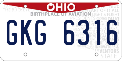 OH license plate GKG6316