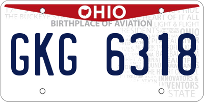 OH license plate GKG6318