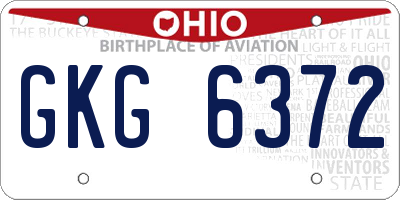 OH license plate GKG6372