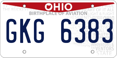 OH license plate GKG6383