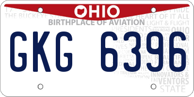 OH license plate GKG6396