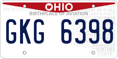 OH license plate GKG6398