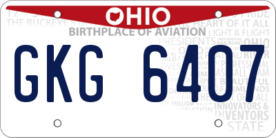 OH license plate GKG6407