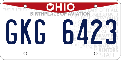 OH license plate GKG6423