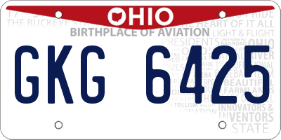 OH license plate GKG6425