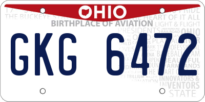 OH license plate GKG6472