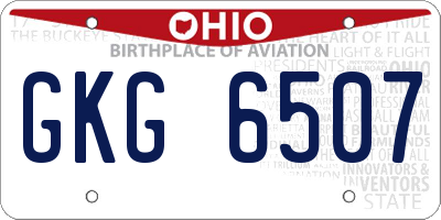 OH license plate GKG6507