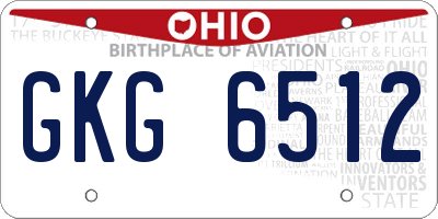 OH license plate GKG6512