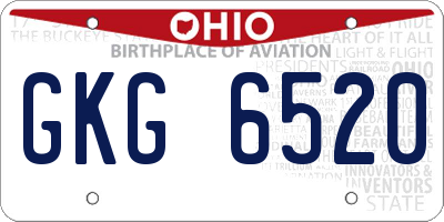 OH license plate GKG6520