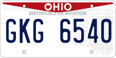 OH license plate GKG6540