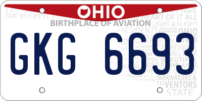 OH license plate GKG6693