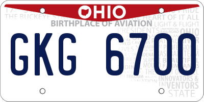 OH license plate GKG6700