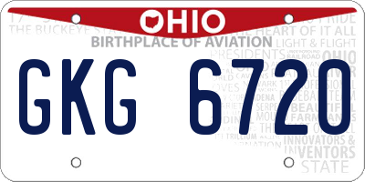 OH license plate GKG6720