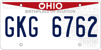 OH license plate GKG6762