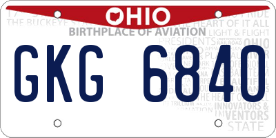 OH license plate GKG6840