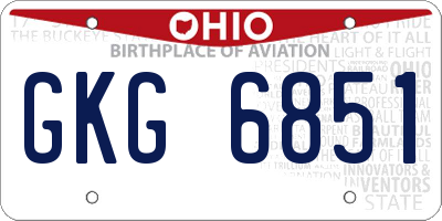 OH license plate GKG6851