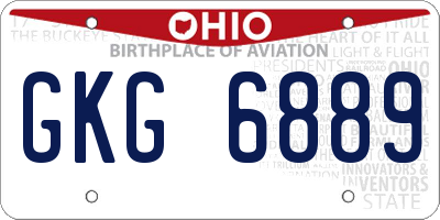 OH license plate GKG6889