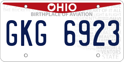 OH license plate GKG6923