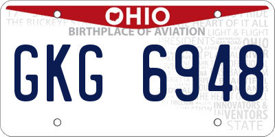 OH license plate GKG6948
