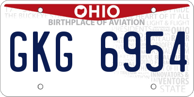 OH license plate GKG6954
