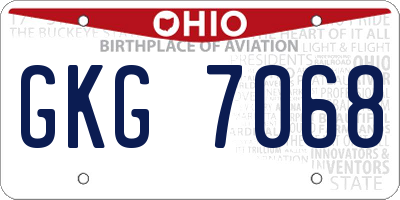 OH license plate GKG7068
