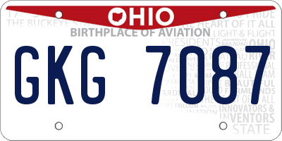 OH license plate GKG7087