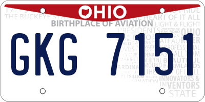 OH license plate GKG7151
