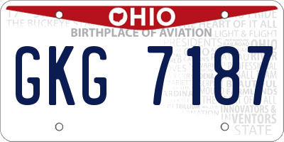 OH license plate GKG7187