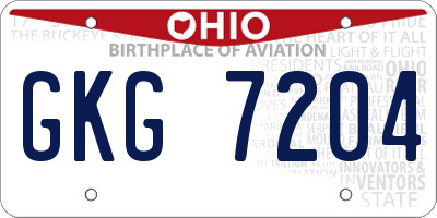 OH license plate GKG7204