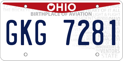 OH license plate GKG7281