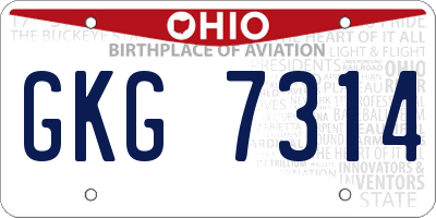 OH license plate GKG7314