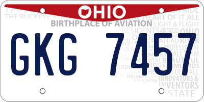 OH license plate GKG7457