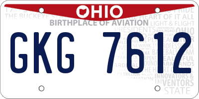 OH license plate GKG7612