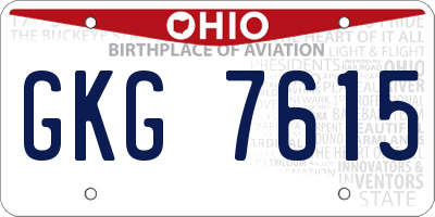 OH license plate GKG7615