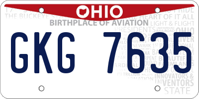 OH license plate GKG7635