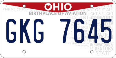 OH license plate GKG7645