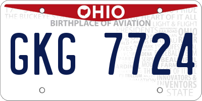 OH license plate GKG7724