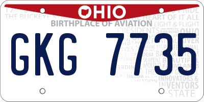 OH license plate GKG7735